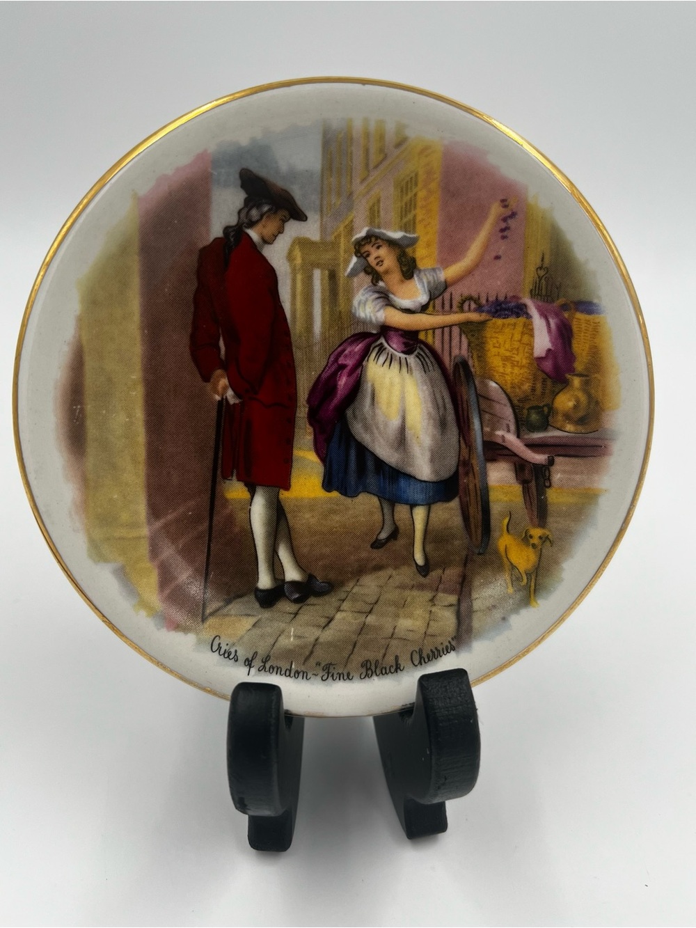 VTG Pall Mall Ware Cries of London Fine Black Cherries Plate F.W.R. England 4.5”